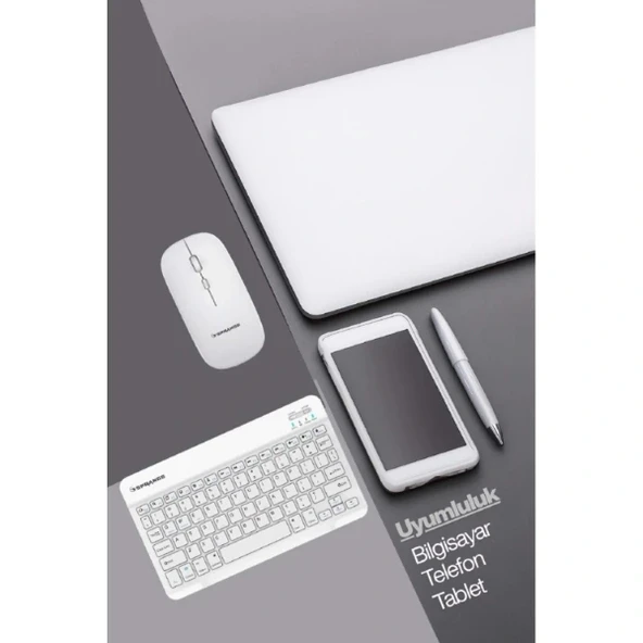 Beyaz Kablosuz Klye Ve Mouse Seti - Resim 5