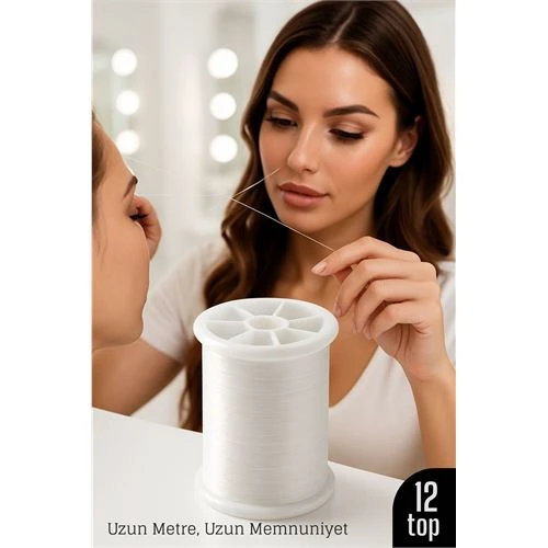 Profesyonel Kuaför Kaş Bıyık Alma İpi – Ekstra Sağlam 12 ADET X 500 metre Beyaz ürün görseli 1