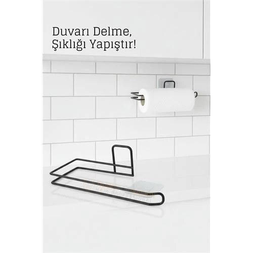 Yapışkanlı Kağıt Havluluk – Siyah Metal, 25 x 7 cm ürün görseli 1