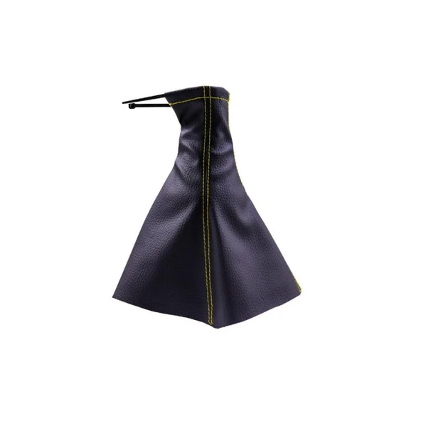 Tüm Araçlara Uyumlu Vites Körüğü Siyah Deri Sarı Dikiş - Resim 2