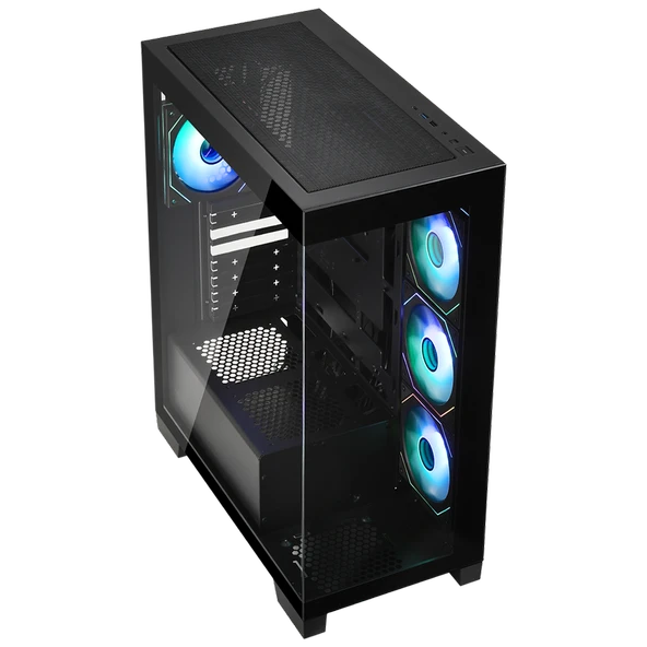 BitFenix W808 850W 80+ Bronze Tempered Glass ARGB USB 3.0 ATX Mid Tower Siyah Kasa BFC-W85KKGSK-4A - Resim 2