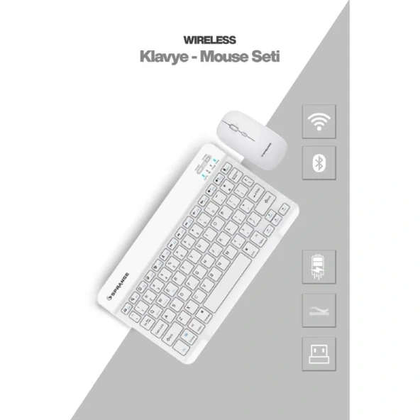 Beyaz Kablosuz Klye Ve Mouse Seti ürün görseli 1