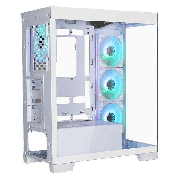 BitFenix W808 850W 80+ Bronze Tempered Glass ARGB USB 3.0 ATX Mid Tower Beyaz Kasa BFC-WB85WWGSW-4A - Resim 4