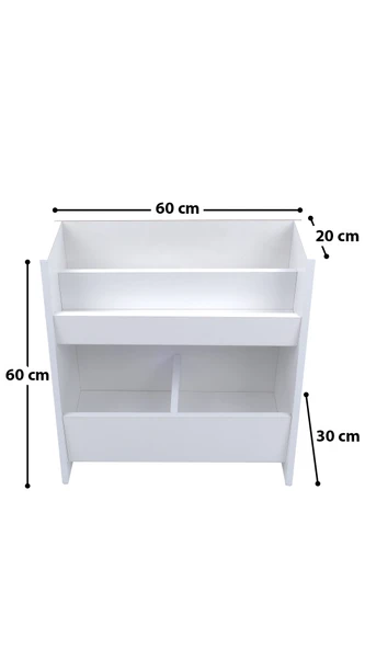 Montessori Ahşap Çok Amaçlı 2 Bölmeli Kitaplık, Düzenleyici - Resim 3