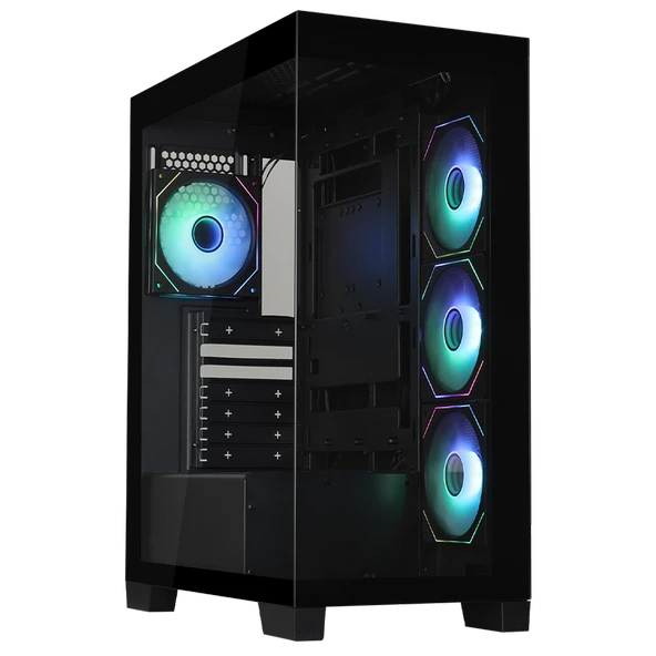 BitFenix W808 850W 80+ Bronze Tempered Glass ARGB USB 3.0 ATX Mid Tower Siyah Kasa BFC-W85KKGSK-4A ürün görseli 1