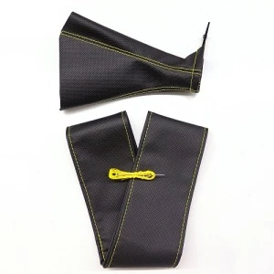 Tüm Araçlara Uyumlu Direksiyon Kılıfı Ve Vites Körüğü Siyah Vinil Sarı ürün görseli 1