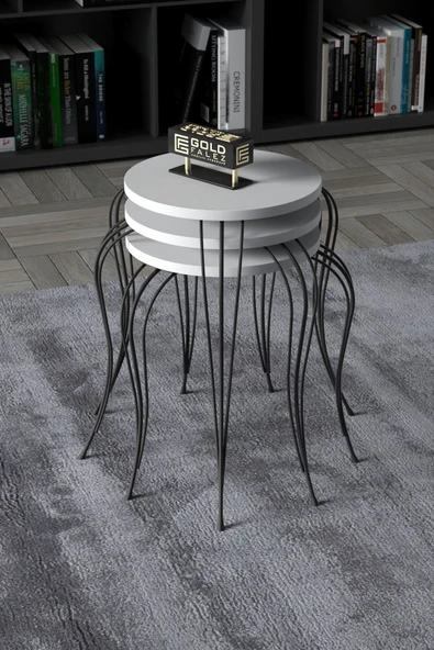 ZİGON SEHPA LÜKENS BEYAZ - Resim 2