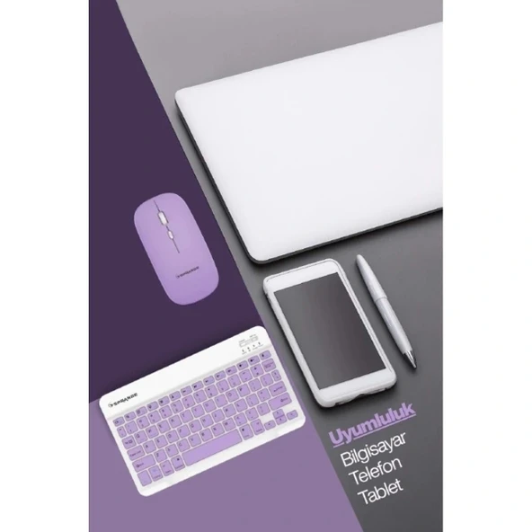 Mor Kablosuz Klye Ve Mouse Seti - Resim 4