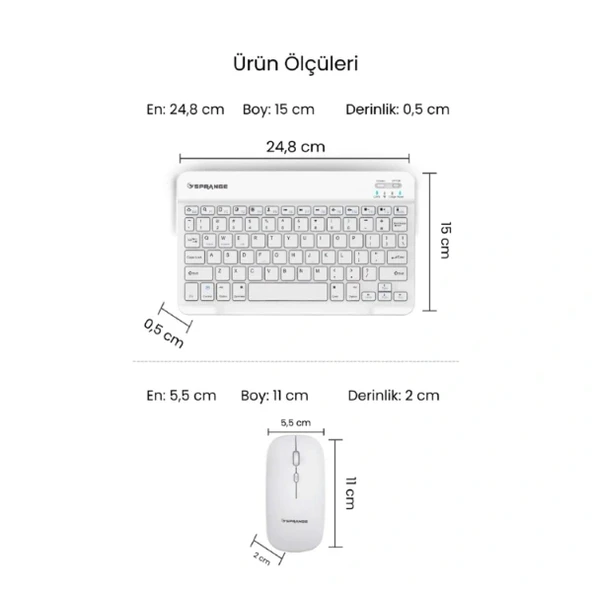 Beyaz Kablosuz Klye Ve Mouse Seti - Resim 3