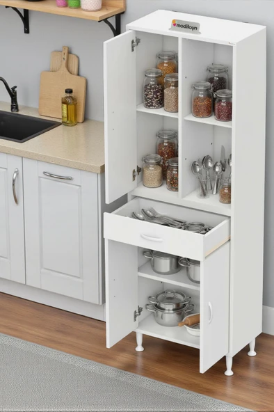 Eliusta  Vellum Beyaz Dolap 65x173x32,5 cm Ebatlarında Çok Fonksiyonlu 65 cm Genişlikte Banyo Dolabı ürün görseli 1