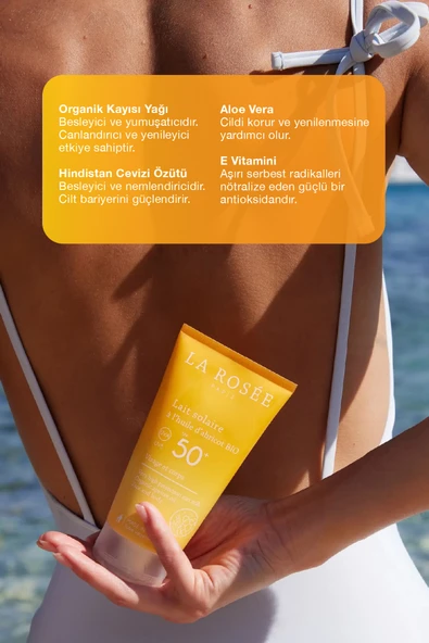 LA ROSEE PARİS ÇOK YÜKSEK KORUMA SAĞLAYAN GÜNEŞ KORUYUCU SÜT Organik Kayısı Yağı İçeren SPF 50+ 150 Ml - Resim 4