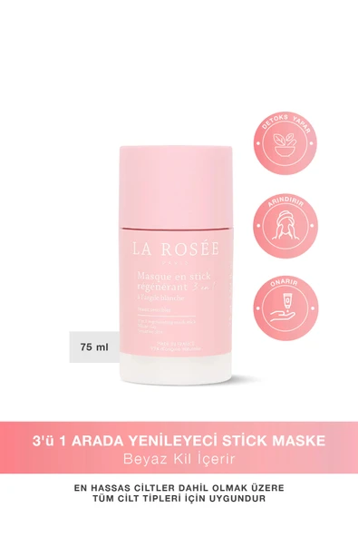 LA ROSEE PARİS 3'ü 1 ARADA YENİLEYECİ STİCK MASKE Beyaz Kil İçeren - 75 mL ürün görseli 1