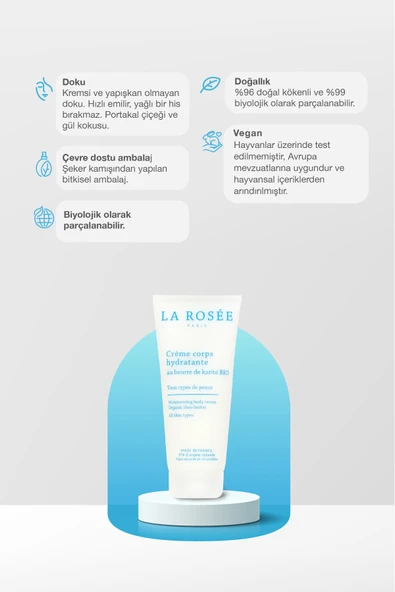 LA ROSEE PARİS NEMLENDİRİCİ VÜCUT KREMİ Organik Shea Yağı İçeren - 200 ml - Resim 2