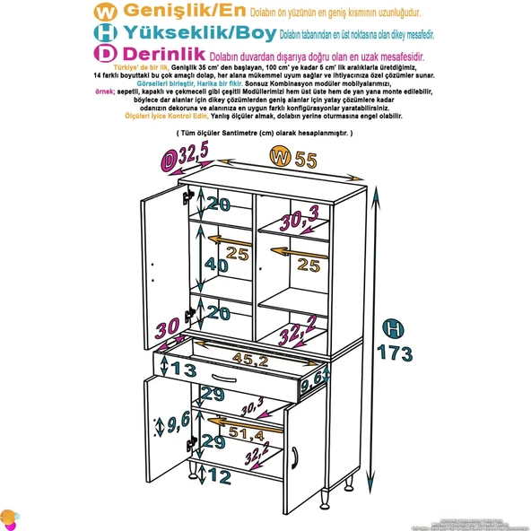 Eliusta  Line Beyaz 55 cm Banyo Dolabı Çok Bölmeli Banyo Düzenleyici Dolap 4 Kapaklı 4 Raflı 55x173x32,5 cm - Resim 2