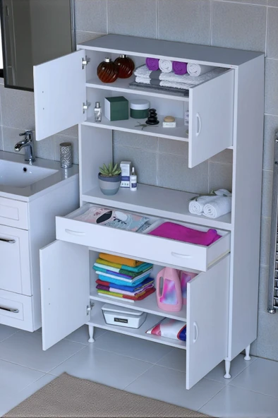 Eliusta  Artex  100 cm Yüksek Organizasyonlu Boy Dolabı 100x173x32,5 cm Beyaz Banyo/Mutfak Dolabı ürün görseli 1