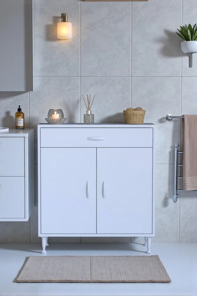 Eliusta  Fre 75 cm Çok Amaçlı Dolap 1 Raflı Tek Çekmeceli Banyo Mutfak Dolabı 75x88x32,5 cm Organizer Dolap ürün görseli 1