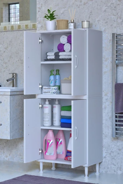 Eliusta  Nuve Geniş Depolama Alanlı Dolap 65 cm Banyo/Mutfak Çok Fonksiyonlu 65x138x32,5 cm Saklama Dolabı ürün görseli 1