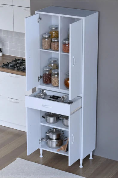 Eliusta  Luma Kapaklı & Çekmeceli Banyo Dolabı 65 cm Genişlikte Beyaz Dolap 65x173x32,5 cm Depolama Dolabı ürün görseli 1