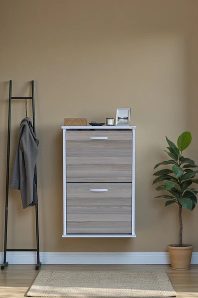 Eliusta  Holen Cordoba Renk Ayakkabılık 2 Düşer Kapak 52 cm Genişlik Kapı Önü Asma Ayakkabılık 52x74x26 cm - Resim 3