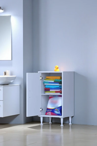 Eliusta  Arden 45 cm Beyaz 2 Bölmeli Banyo Düzenleyici Dolap 1 Raflı Çok Amaçlı Mutfak Dolabı 45x75x32,5 cm ürün görseli 1