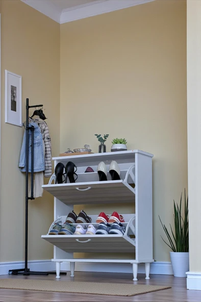 Eliusta  Antrex 72 cm Cordoba 2 Düşer Kapaklı Ayakkabılık 72x90x26 cm Ayaklı 4 Bölmeli Ayakkabılık ürün görseli 1