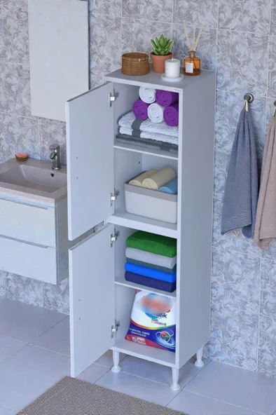 Eliusta  Nuve Geniş Depolama Alanlı Dolap 40 cm Banyo/Mutfak Çok Fonksiyonlu 40x138x32,5 cm Saklama Dolabı ürün görseli 1