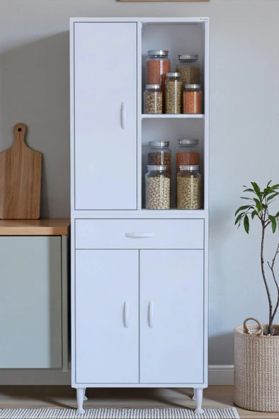 Eliusta  Rivo 4 Raflı Banyo/Mutfak Dolabı 65 cm Beyaz Renkli  Çok Amaçlı Dolap 65x173x32,5 cm Ebatlarında ürün görseli 1