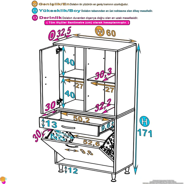 Eliusta  Liora Beyaz Çok Amaçlı Banyo Dolabı 60 cm Genişliğe Sahip 60x171x32,5 cm Tek Sepetli 2 Raflı Dolap - Resim 2
