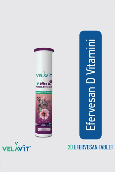 VELAVİT V-effer D3 With L-cysteine 20 Effervescent Tablet ürün görseli 1