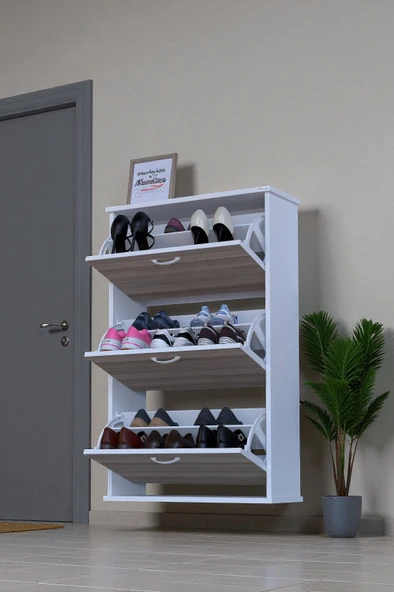 Eliusta  Farel 72 cm Genişlik 3 Kapaklı Ayakkabılık 72x114x26 cm  Cordoba Renk Kapı Önü/Antre Ayakkabılık ürün görseli 1