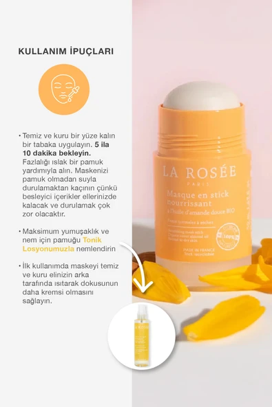 LA ROSEE PARİS BESLEYİCİ STİCK MASKE Organik Tatlı Badem Yağı İçeren 50 mL - Resim 3
