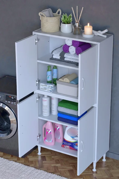 Eliusta  Nuve Geniş Depolama Alanlı Dolap 75 cm Banyo/Mutfak Çok Fonksiyonlu 75x138x32,5 cm Saklama Dolabı ürün görseli 1