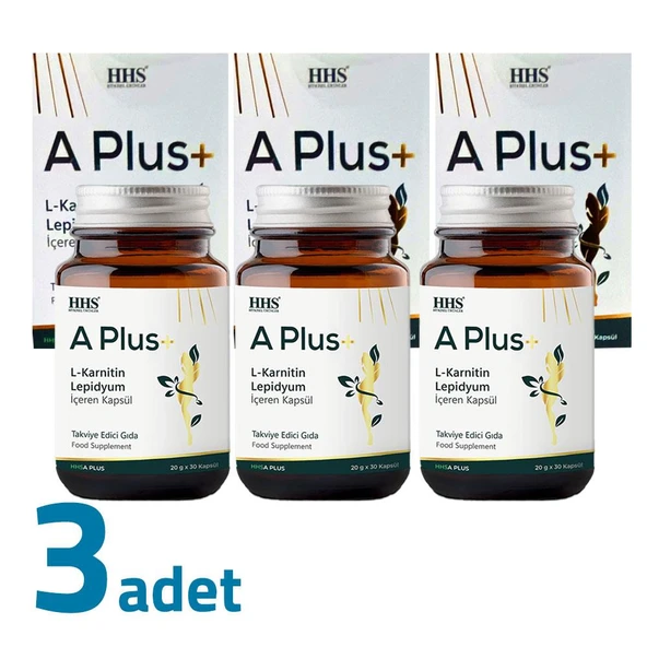 HHS A PLUS+ L-Carnitine Lepidium İçeren Kapsülü 30 Kapsül X 3 Kutu ürün görseli 1