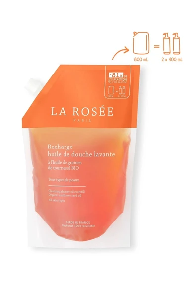 LA ROSEE PARİS TEMİZLEYİCİ DUŞ YAĞI - Organik Ayçiçek Çekirdeği Yağı İçeren - 800 mL - Resim 5