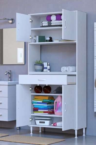 Eliusta  Artex  70 cm Yüksek Organizasyonlu Boy Dolabı 70x173x32,5 cm Beyaz Banyo/Mutfak Dolabı ürün görseli 1