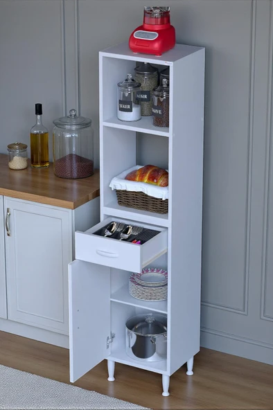 Eliusta  Lunera G:45 cm Beyaz Mutfak Dolabı Çok Amaçlı Açık Bölmeli Fırın Mutfak Dolabı 45x163,4x32,5 cm ürün görseli 1