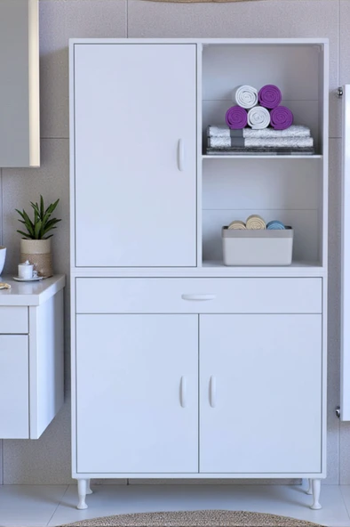 Eliusta  Vellum Beyaz Dolap 95x173x32,5 cm Ebatlarında Çok Fonksiyonlu 95 cm Genişlikte Banyo Dolabı ürün görseli 1