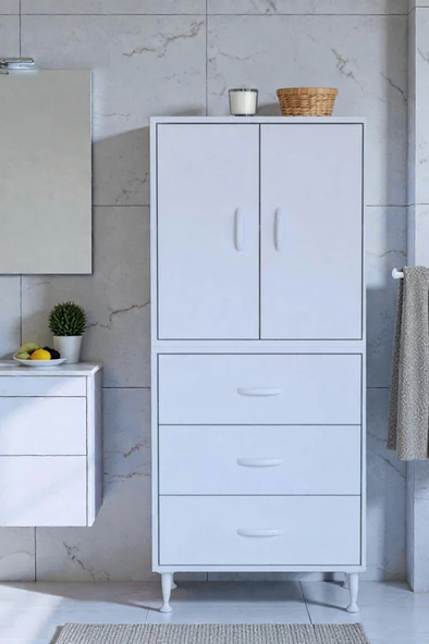 Eliusta  Alia Çok Kullanışlı Dolap G:60 cm Üst Bölme Kapaklı Alt Bölme Çekmeceli 60x138x32,5 cm Modüler Dolap ürün görseli 1