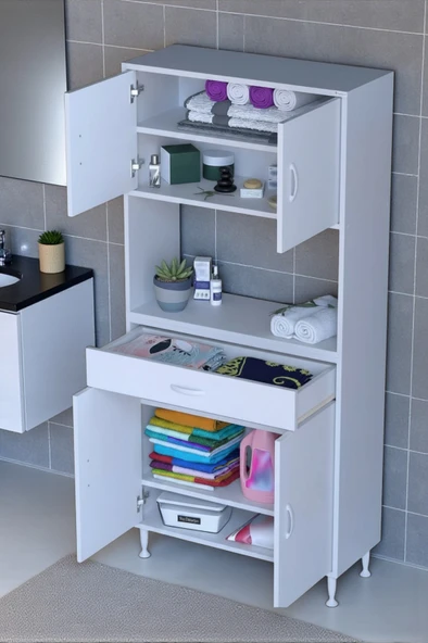 Eliusta  Artex  75 cm Yüksek Organizasyonlu Boy Dolabı 75x173x32,5 cm Beyaz Banyo/Mutfak Dolabı ürün görseli 1
