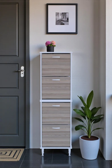 Eliusta  Elenio 52 cm Genişlik Cordoba Renk Ayaklı 4 Kapaklı Ayakkabılık 52x168x26 cm Ayakkabılık ürün görseli 1