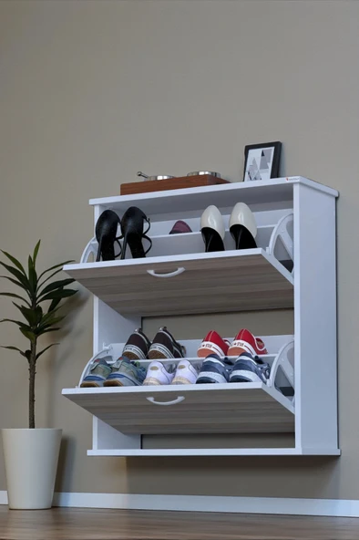 Eliusta  Narel Cordoba Renk Kapı Önü Ayakkabılık 72 cm Genişlik Dış Mekan Asma Ayakkabılık 72 x 78 x 26 cm - Resim 3