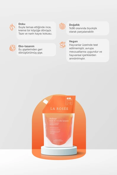 LA ROSEE PARİS TEMİZLEYİCİ DUŞ YAĞI - Organik Ayçiçek Çekirdeği Yağı İçeren - 800 mL - Resim 2