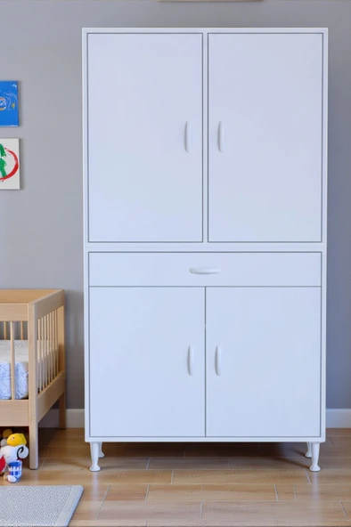 Eliusta  Nexa Modüler Dolap  85 Cm Banyo/Mutfak Dolabı Extra Kullanım Alanlı 85x173x32,5 cm Beyaz Dolap ürün görseli 1