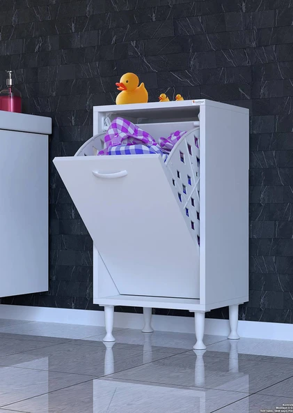 Eliusta  Sare 50 cm Beyaz Sepetli Banyo Dolabı,Mutfak Dolabı 50x75x32,5 cm Oyuncak Sepeti Çok Amaçlı Dolap - Resim 3