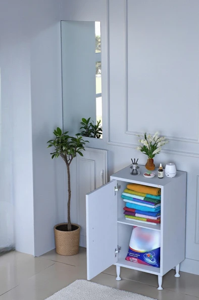 Eliusta  Arden 40 cm Beyaz 2 Bölmeli Banyo Düzenleyici Dolap 1 Raflı Çok Amaçlı Mutfak Dolabı 40x75x32,5 cm ürün görseli 1