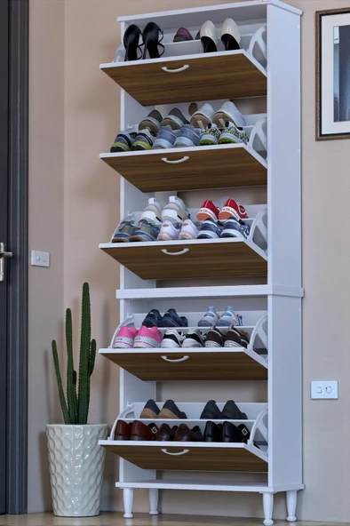 Eliusta  Cover 72 Cm Ayakkabılık Dış Kapı/Koridor/Giyim Odası Uygun Ceviz Renk 72x205x26 cm Ayakkabılık ürün görseli 1