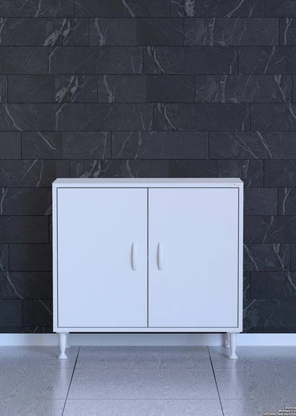 Eliusta  Arden 80 cm Beyaz 2 Bölmeli Banyo Düzenleyici Dolap 1 Raflı Çok Amaçlı Mutfak Dolabı 80x75x32,5 cm - Resim 3