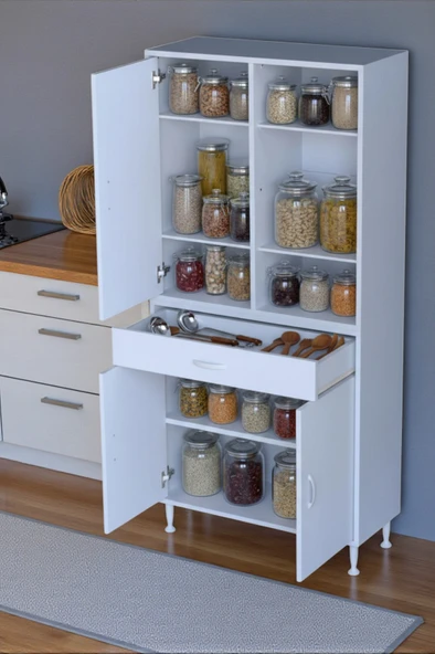 Eliusta  Rivo 4 Raflı Banyo/Mutfak Dolabı 85 cm Beyaz Renkli  Çok Amaçlı Dolap 85x173x32,5 cm Ebatlarında ürün görseli 1