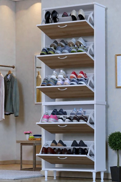 Eliusta  Cover 72 Cm Ayakkabılık Dış Kapı/Koridor/Giyim Odası Uygun Meşe Renk 72x205x26 cm Ayakkabılık - Resim 3