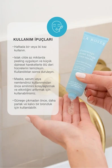 LA ROSEE PARİS YUMUŞAK DOKULU YÜZ PEELİNGİ Organik Aloe Vera İçeren - 60 mL - Resim 3